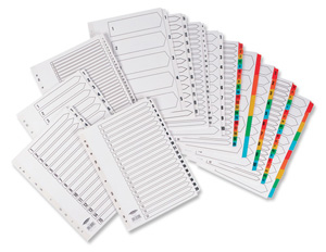 Concord Commercial Index Mylar-reinforced Europunched 10-Part Coloured Tabs A4 White Ref l08801