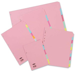 Concord Subject Dividers 230 Micron 20-Part A4 4x5 Colours Assorted Ref 74099/J40