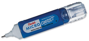 Pentel Micro Correct Correction Fluid Pen Needle Point Precision Tip 12ml Fine Ref XZL31-W