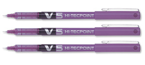 Pilot V5 Rollerball Pen Needle Tip 0.5mm Line 0.3mm Violet Ref V508 [Pack 12]