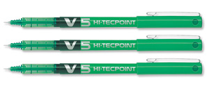 Pilot V5 Rollerball Pen Needle Tip 0.5mm Line 0.3mm Green Ref V504 [Pack 12]