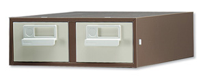 Bisley Card Index Cabinet 2 Drawer for 127x76mm Cards 384x403x133mm Brown and Cream Ref FCB23-0506