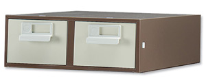 Bisley Card Index Cabinet 2 Drawer for 152x102mm Cards 434x403x159mm Brown and Cream Ref FCB24-0506