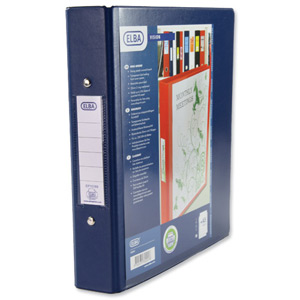 Elba Vision Ring Binder PVC with Clear Front Pocket 2 O-Ring Size 25mm A5 Blue Ref 100080882
