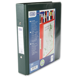 Elba Vision Ring Binder PVC with Clear Front Pocket 2 O-Ring Size 25mm A5 Green Ref 100080883