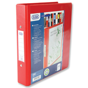 Elba Vision Ring Binder PVC with Clear Front Pocket 2 O-Ring Size 25mm A5 Red Ref 100080884