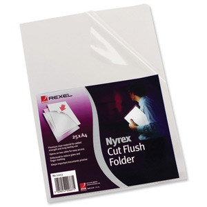 Rexel Nyrex Folder Cut Flush A4 Clear Ref 12153 [Pack 25]