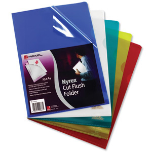 Rexel Nyrex Folder Cut Flush Foolscap Clear Ref 12163 [Pack 25]