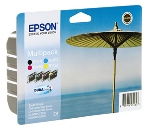 Epson T0445 Inkjet Cartridge DURABrite Parasol Black/Cyan/Magenta/Yellow Ref C13T04454010 [Pack 4]