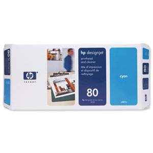 Hewlett Packard [HP] No. 80 Inkjet Printhead and Cleaner Cyan Ref C4821A