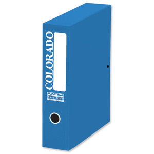 Rexel Colorado Box File with Lock Spring 70mm Spine Foolscap Blue Ref 30413EAST [Pack 5]