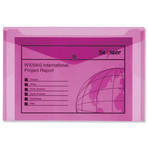 Snopake Polyfile Electra Wallet File Polypropylene Foolscap Pink Ref 11163 [Pack 5]