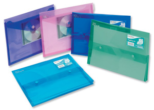 Snopake Polyfile Electra Wallet File Polypropylene with CD Pocket A4 Assorted Ref 11800 [Pack 5]
