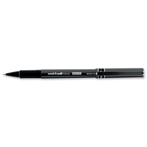 Uni-ball UB155 Micro Deluxe Rollerball Pen Ultra Fine 0.5mm Tip 0.2mm Line Black Ref UB155BLK [Pack 12]