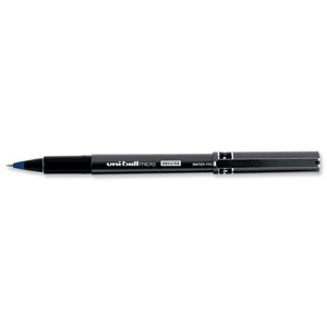 Uni-ball UB155 Micro Deluxe Rollerball Pen Ultra Fine 0.5mm Tip 0.2mm Line Blue Ref UB155BLU [Pack 12]