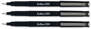 Artline 200 Fineliner Pen Water-based Ink 0.4mm Tip 0.4mm Line Black Ref A2001 [Pack 12]