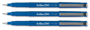 Artline 200 Fineliner Pen Water-based Ink 0.4mm Tip 0.4mm Line Blue Ref A2003 [Pack 12]