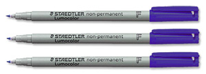 Staedtler 316 Lumocolor Pen Non-permanent Fine 0.6mm Line Blue Ref 316-3 [Pack 10]