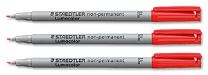 Staedtler 316 Lumocolor Pen Non-permanent Fine 0.6mm Line Red Ref 316-2 [Pack 10]