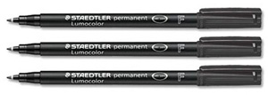 Staedtler Lumocolor Permanent Pen Fine 0.6mm Line Black Ref 318-9 [Pack 10]