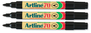 Artline 70 Permanent Marker Xylene-free Bullet Tip 1.5mm Line Black Ref A701 [Pack 12]