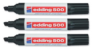 Edding 500 Permanent Marker Chisel Tip 2-7mm Line Black Ref 500-001 [Pack 10]