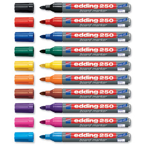 Edding 250 Drywipe Marker Bullet Tip 1.5-3mm Line Assorted Ref 250/4S [Pack 10]