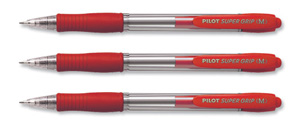 Pilot Super Grip Ball Pen Retractable 1.0mm Tip 0.4mm Line Red Ref BPGP10RM02 [Pack 12]