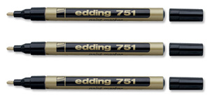 Edding 751 Paint Marker Xylene and Toluene-free Bullet Tip 1-2mm Line Gold Ref [Pack 10]