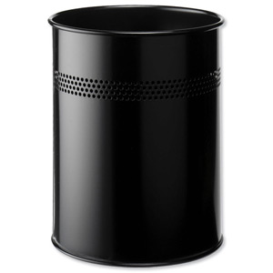 Durable Bin Round Metal 30mm Perforated 15 Litres Black Ref 3300/01
