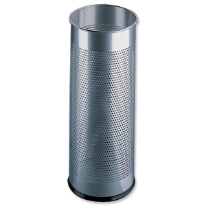 Durable Umbrella Stand Tubular Metal Perforated 28.5 Litres Silver Ref 3350/23
