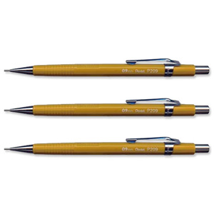 Pentel Automatic Pencil Plastic Steel-lined with 6 x HB 0.9mm Lead Ref P209-G [Pack 12]