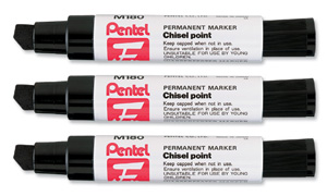 Pentel M180 Jumbo Permanent Marker Chisel Tip max.14mm Line Black Ref M180/6-A [Pack 6]