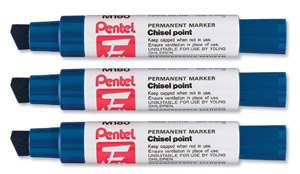 Pentel M180 Jumbo Permanent Marker Chisel Tip max.14mm Line Blue Ref M180/6-C [Pack 6]