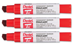 Pentel M180 Jumbo Permanent Marker Chisel Tip max.14mm Line Red Ref M180/6-B [Pack 6]