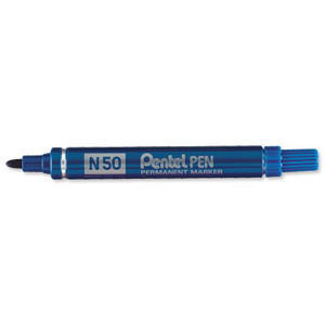 Pentel N50 Permanent Marker Bullet Tip 1.5-2mm Line Blue Ref N50-C [Pack 12]