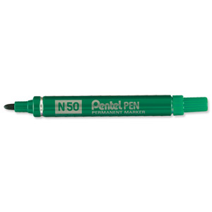 Pentel N50 Permanent Marker Bullet Tip 1.5-2mm Line Green Ref N50-D [Pack 12]