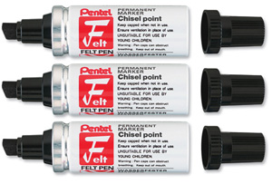 Pentel F50 Felt Permanent Marker Chisel Tip max.7.5mm Line Black Ref F50-A [Pack 12]
