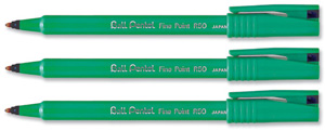 Pentel R50 Rollerball Pen Green Barrel Water-based 0.8mm Tip 0.4mm Line Black Ref R50-A [Pack 12]
