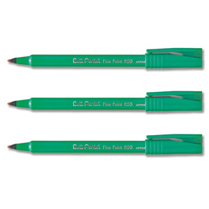 Pentel R50 Rollerball Pen Green Barrel Water-based 0.8mm Tip 0.4mm Line Green Ref R50-D [Pack 12]