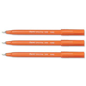 Pentel S570 Ultra Fine Pen Plastic 0.6mm Tip 0.3mm Line Green Ref S570-D [Pack 12]