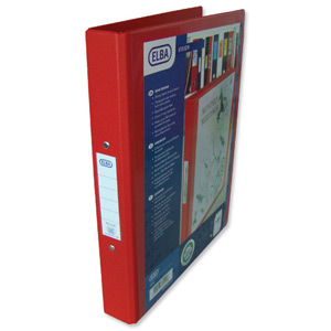 Elba Vision Ring Binder PVC with Clear Front Pocket 2 O-Ring Size 25mm A4 Red Ref 100080890 [Pack 10]