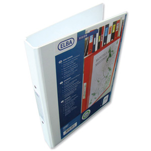 Elba Vision Ring Binder PVC with Clear Front Pocket 2 O-Ring Size 25mm A4 White Ref 100080889 [Pack 10]