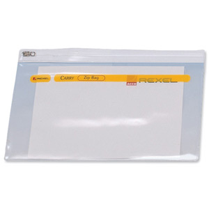 Rexel Carry Zip Bag Heavyweight PVC Clear with Coloured Seal A3 Assorted Ref 2100418 [Pack 5]