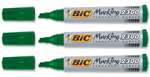 Bic Marking 2300 Permanent Marker Chisel Tip Line Width 3-5.5mm Green Ref 820923 [Pack 12]