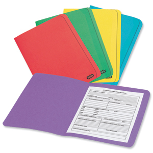 Elba Bright Folder Square Cut Recycled Heavyweight 290gsm Foolscap Assorted Ref 100090142 [Pack 25]