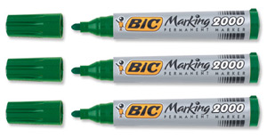 Bic Marking 2000 Permanent Marker Bullet Tip Line Width 1.7mm Green Ref 820912 [Pack 12]