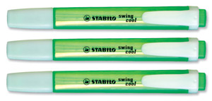 Stabilo Swing Cool Highlighter Water-based Chisel Tip 1-4mm Line Green Ref 275/33 [Pack 10]