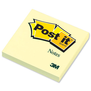 Post-it Canary Yellow Notes Pad of 100 Sheets 76x76mm Ref 654YE [Pack 12]