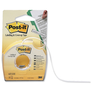 Post-it Labelling and Cover-up Tape Repositionable for 1 Line W4.2mm Ref 651H [Pack 24]